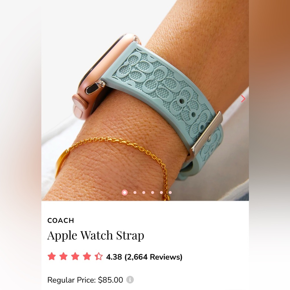 Coach Blue Apple Watch Band with Signature Cutout Design